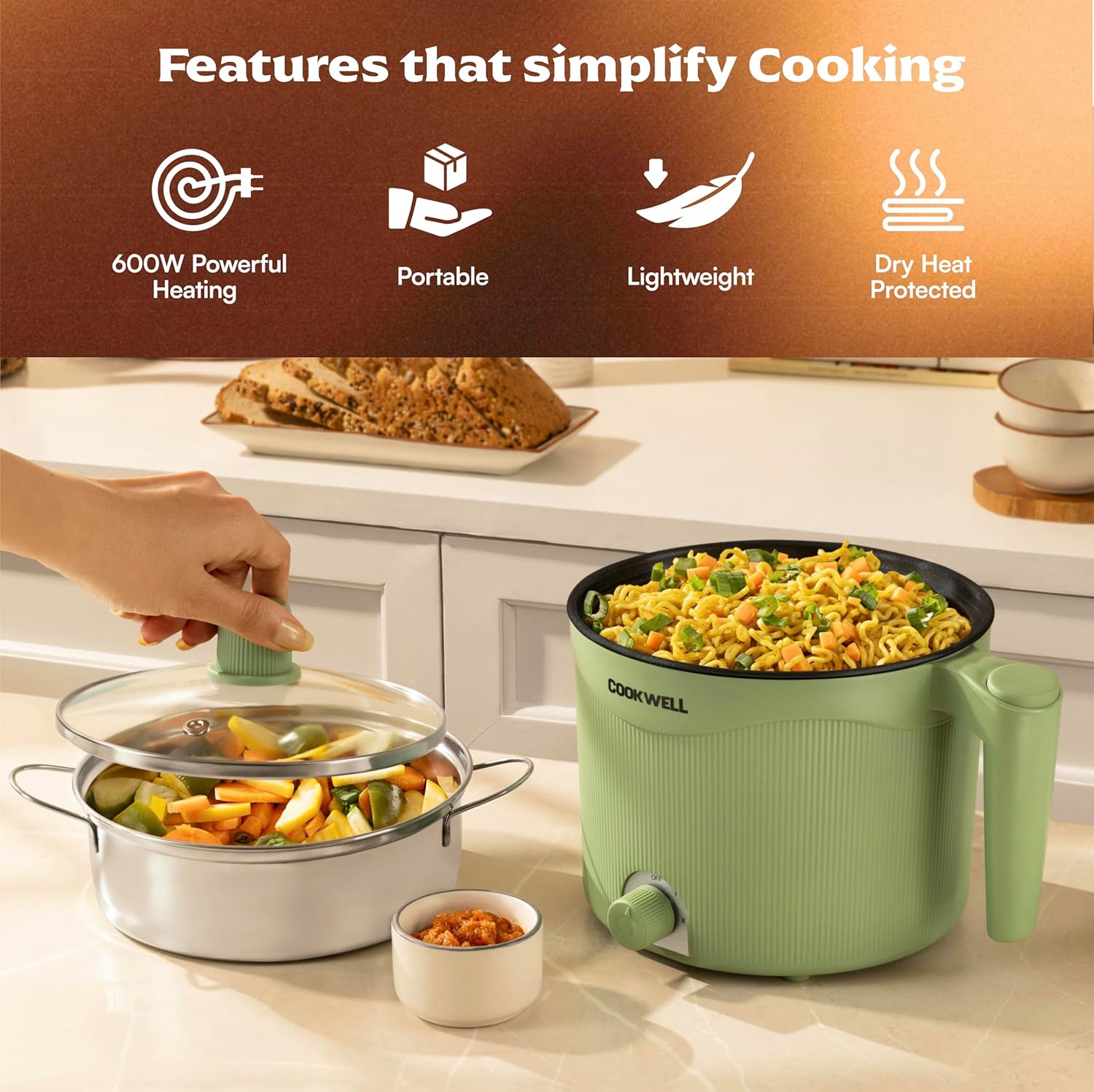 Everyday Co. Multipurpose Cook Kettle With 1.5L Nonstick Inner Pot (600W)