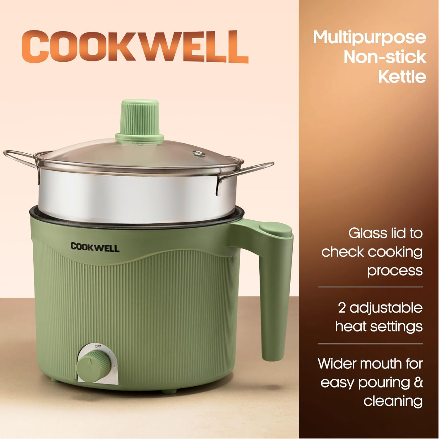 Everyday Co. Multipurpose Cook Kettle With 1.5L Nonstick Inner Pot (600W)