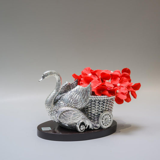 Silver Swan Flower Basket Showpiece | Silverware Table Decor