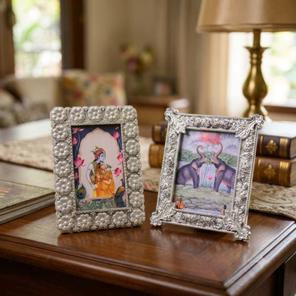 Silver Photo Frame Set of 2 – Floral & Baroque Design Table Frames | Home Decor & Gifting Frames